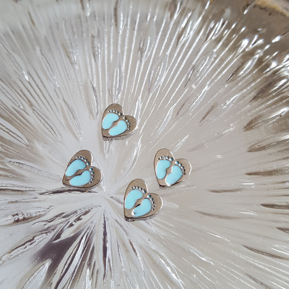 Baby Boy Blue Feet Floating Charm